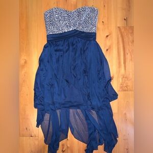 Jr heart sequin strapless high/low dress